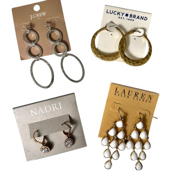 NEW 4 PC Earring SET – Nordstrom Nadri + Ralph Lauren + Lucky Brand + J. Crew - Picture 1 of 7